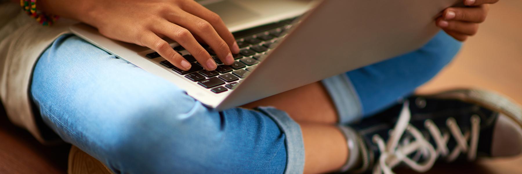 Writing on a laptop