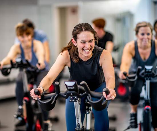 Exercise bike class at gym